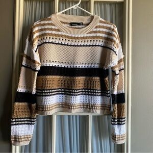 RD Style Tan and Black Striped Sweater